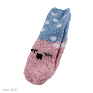 Latest design cute girls fleece half socks winter socks