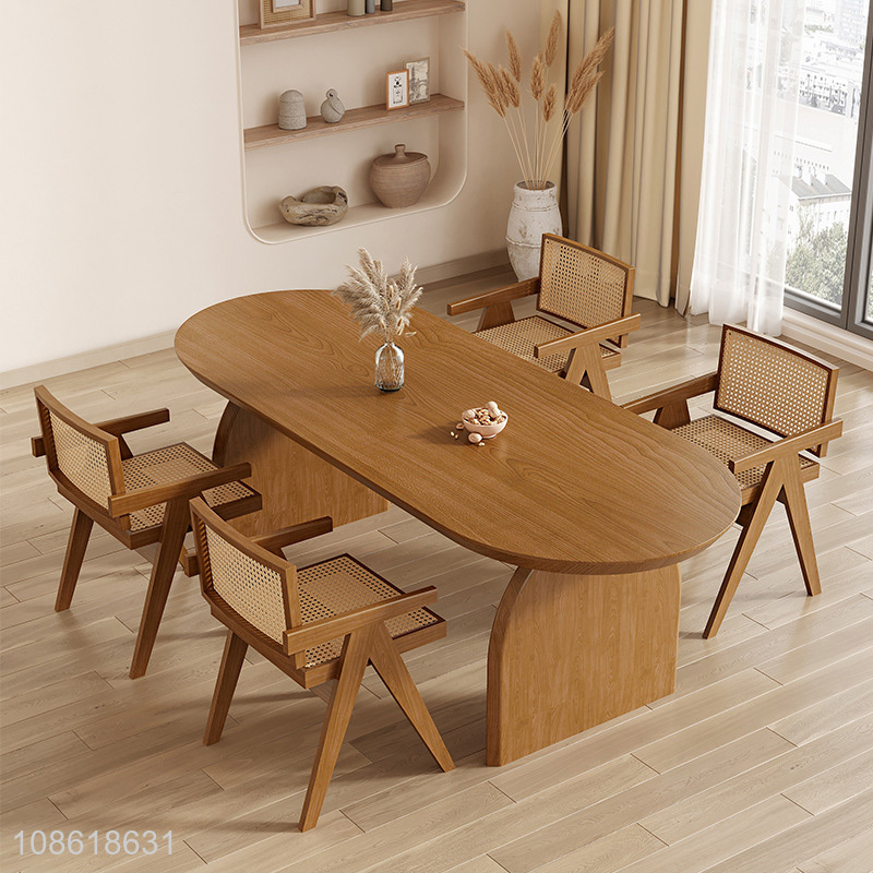 Factory price oval wooden dining table wabi-sabi table home furniture