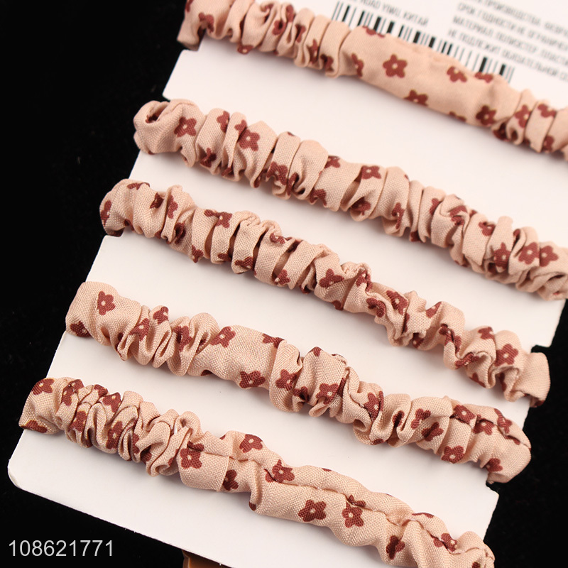 Best selling floral print no damage elastic hair bands ties