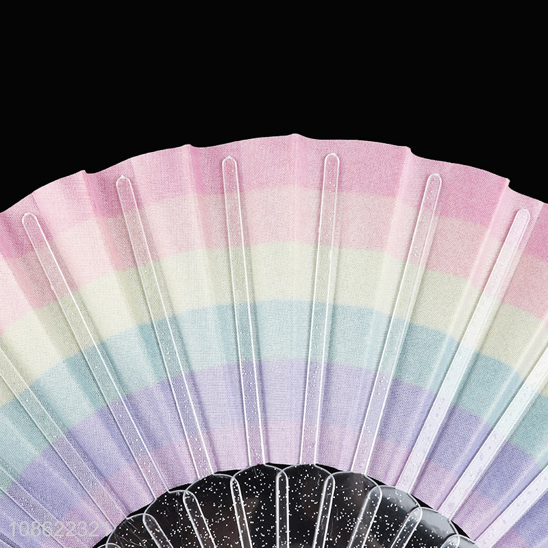 Most popular rainbow color lightweight hand fan for sale