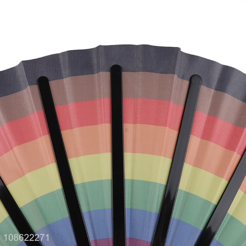 Good quality rainbow color portable folding fan for outdoor