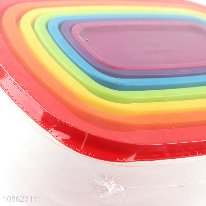 Wholesale 7pcs rainbow color plastic food storage container food crisper