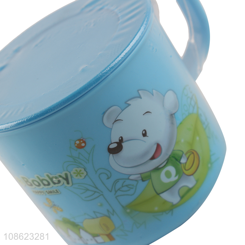 New product cartoon printed plastic water cup with lid for kids toddlers