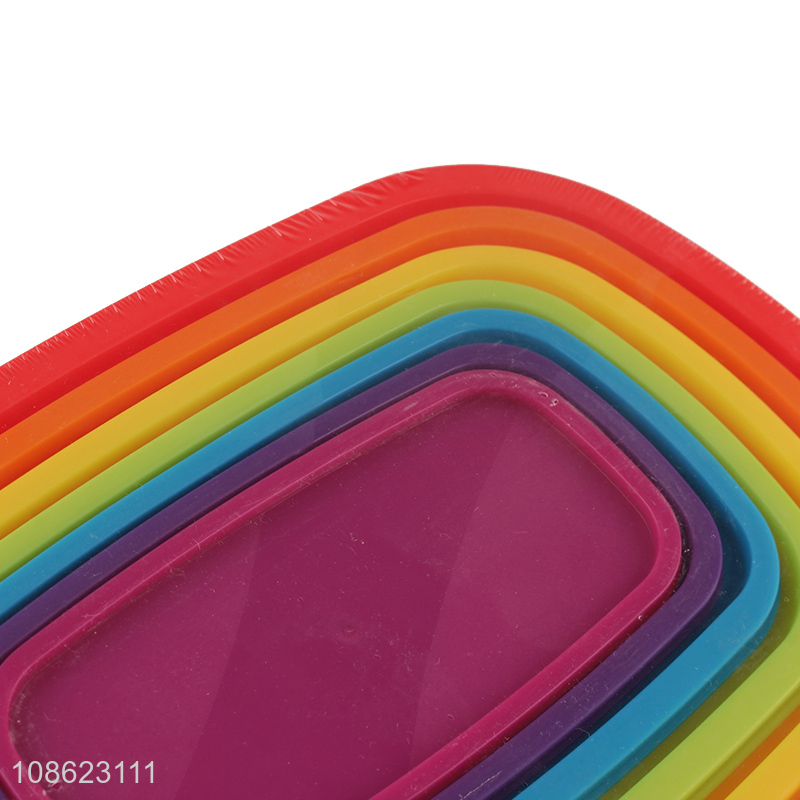 Wholesale 7pcs rainbow color plastic food storage container food crisper