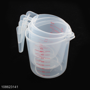 Wholesale 3pcs transparent plastic measuring cup for baking & cooking