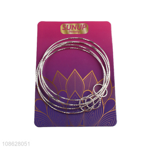 Wholesale stylish silver plated multi-layered wire bangle bracelet