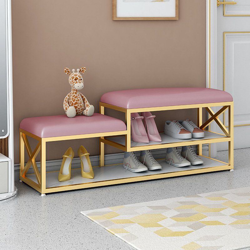 High quality multicolor upholstered shoe rack shoe stool for entryway