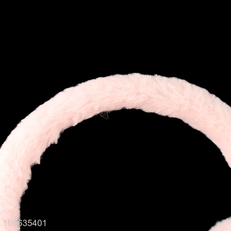 Top quality pink soft warm winter plush earmuffs