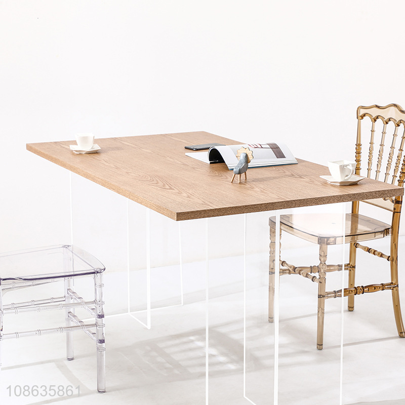 High quality Nordic style modern wood dining table with acrylic legs
