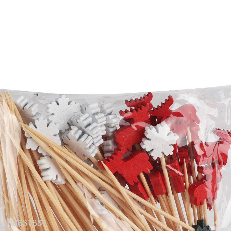 Wholesale 50pcs bamboo cocktail toothpicks disposable fruit picks