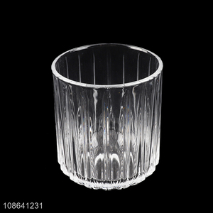 Online wholesale clear ribbed glass water juice cup wine glasses