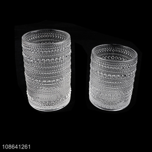 Wholesale clear vintage hobnail glass water cup embossed tumbler