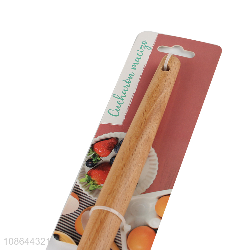 Wholesale silicone soup spoon with wooden handle kitchen cooking tool