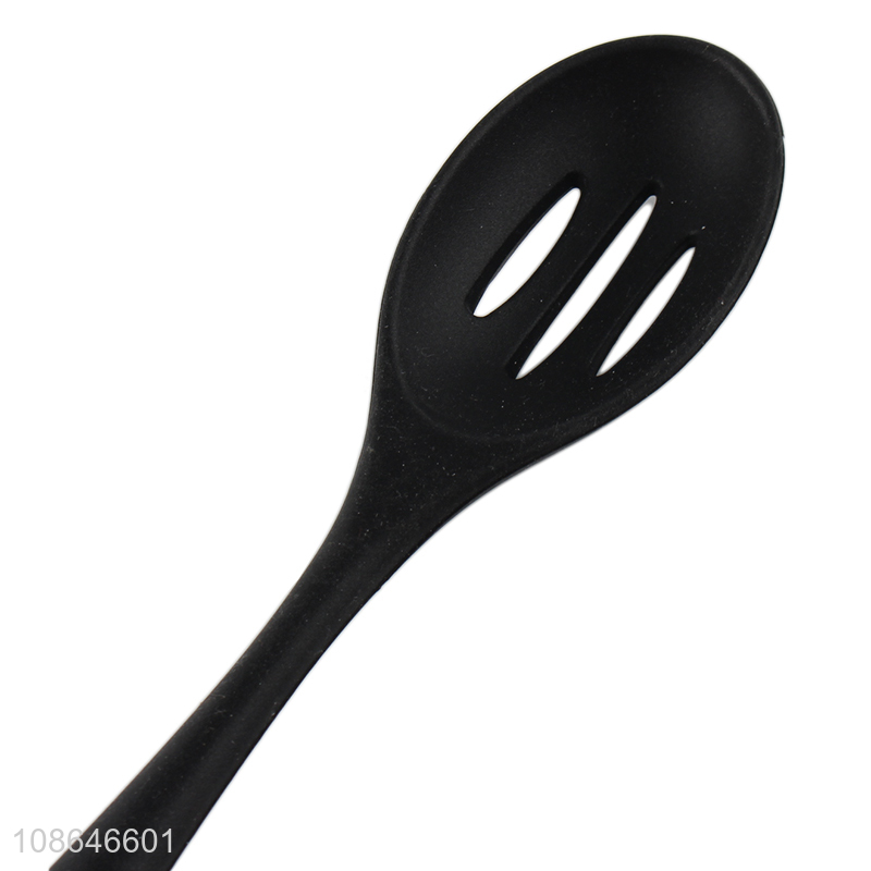 Most popular black silicone kitchen utensils slotted ladle spoon