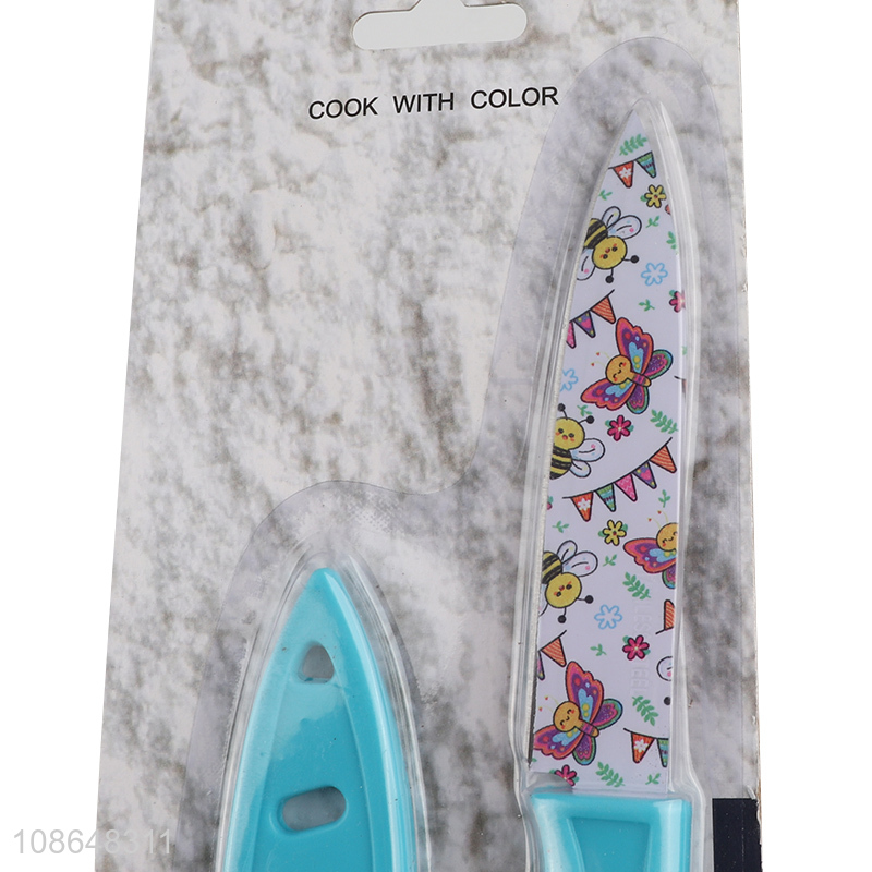 Hot selling cartoon printed stainless steel parking knife with cover