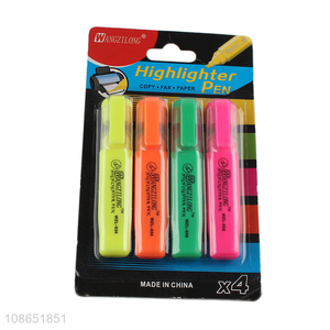 Top selling 4pcs highlighter pen stationery for school office