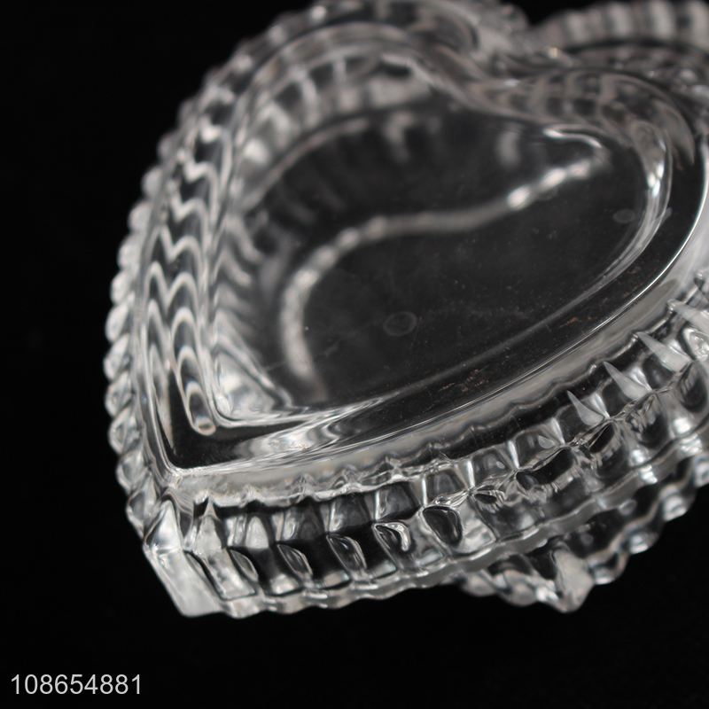 Recent product heart shaped glass candy jar glass jewelry storage jar