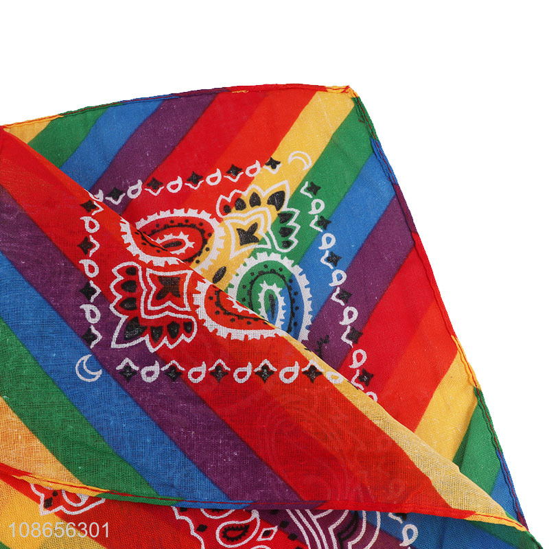 Popular products rainbow color cotton women bandanas kerchief for sale