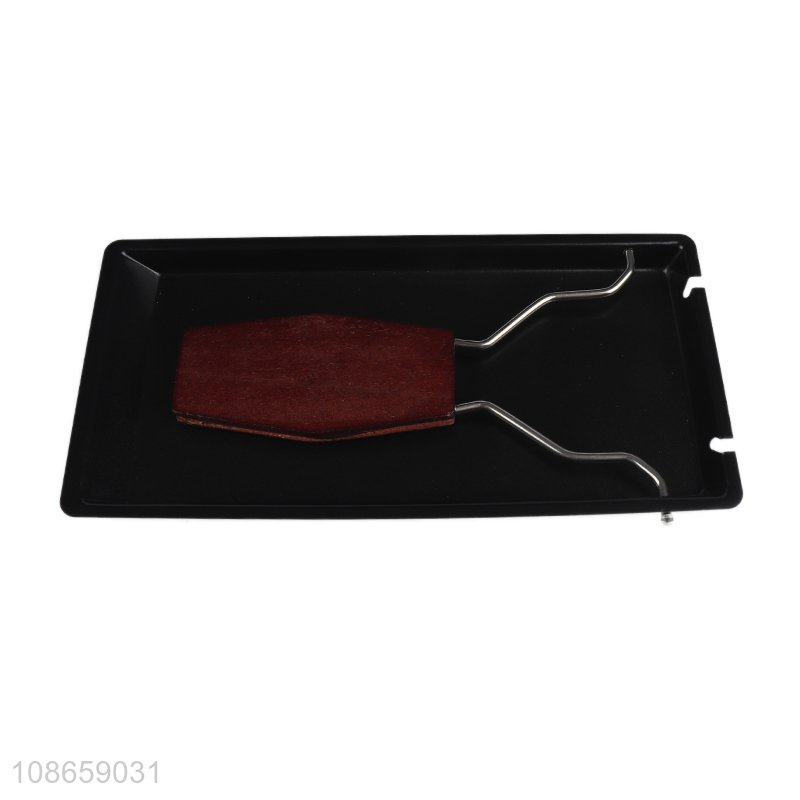 Hot sale metal cheese oven baking pan with wooden handle