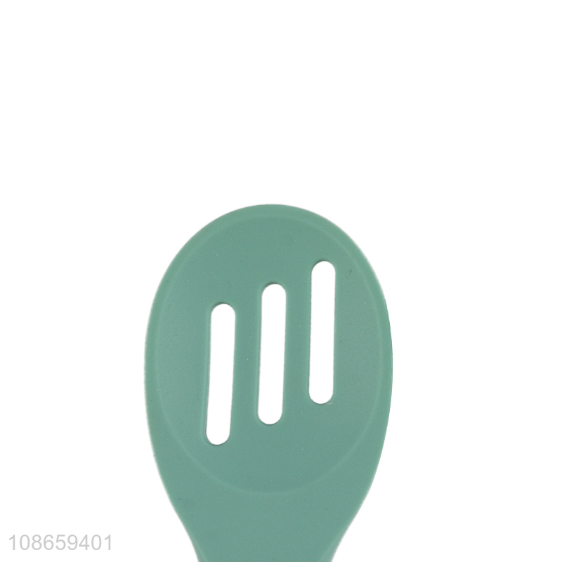 Custom logo wooden handle bpa free silicone slotted basting spoon