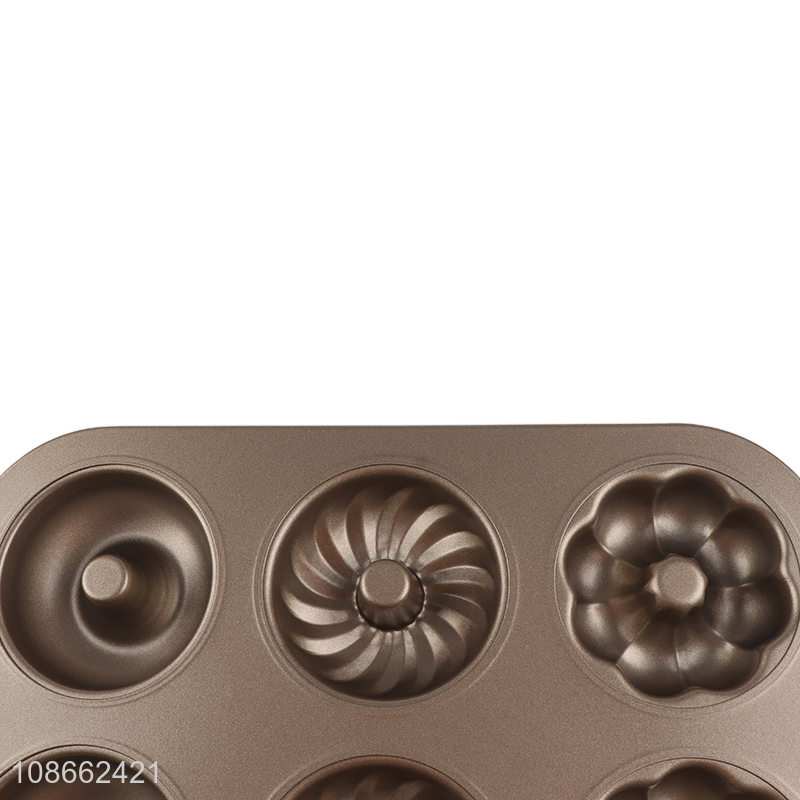 New arrival 9-hole non-stick carbon steel baking pan donut mold