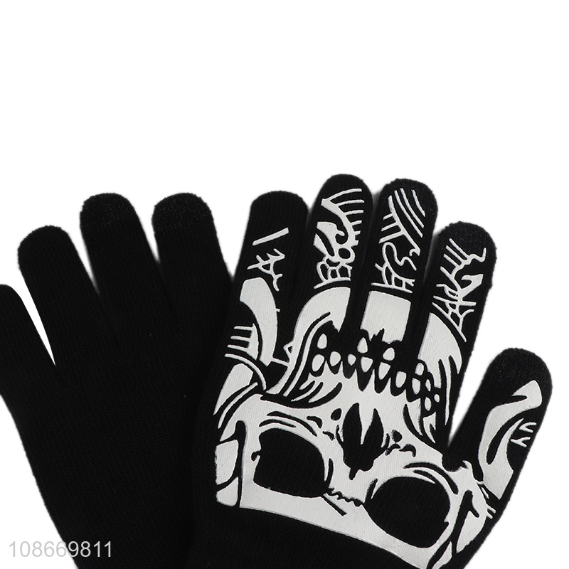 Wholesale Halloween skeleton gloves skull full finger gloves for men