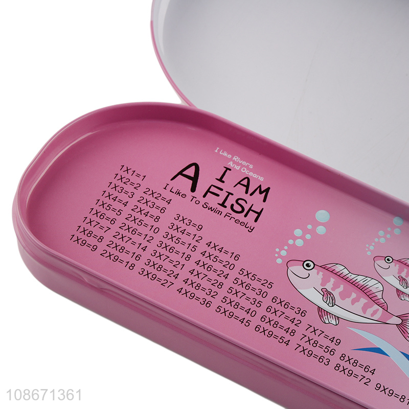 Wholesale cute fish shaped metal pencil case pencil box kids gifts