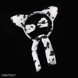 New product Halloween cow cosplay costume set with cow ear headband, tail and bow tie