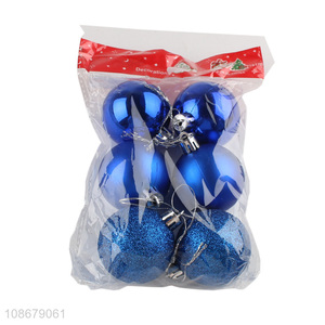 Factory supply blue round christmas decoration hanging ornaments ball for sale