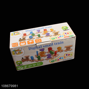 Wholesale early education wooden toy digital train for kids boys girls