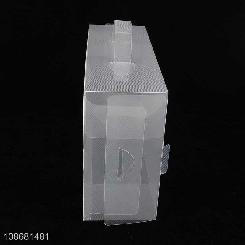 Hot sale clear foldable pvc shoe storage bin shoe container with handle