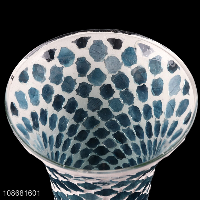 Online wholesale tall mosaic glass flower vase for indoor decoration