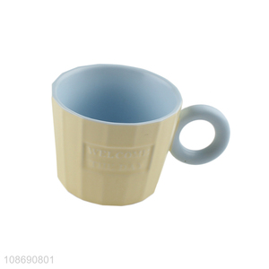 Wholesale macaron color ceramic coffee mug porcelain milk cup with handle
