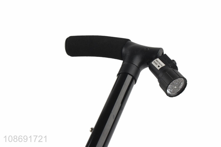 Yiwu market outdoor 6LED lamp five section folding walking stick