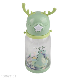 Yiwu market cartoon children portable water bottle drinking bottle with straw