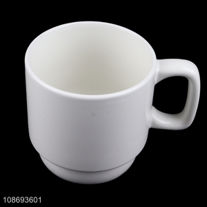 Wholesale stackable white blank ceramic coffee mug with handle