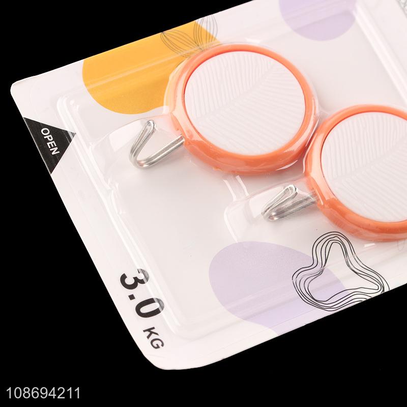 Hot selling 2pcs damage free wall hanging hooks plastic sticky hooks