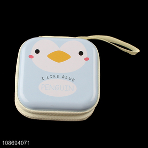 Hot selling kawaii cartoon tinplate coin <em>purse</em> zipper coin pouch