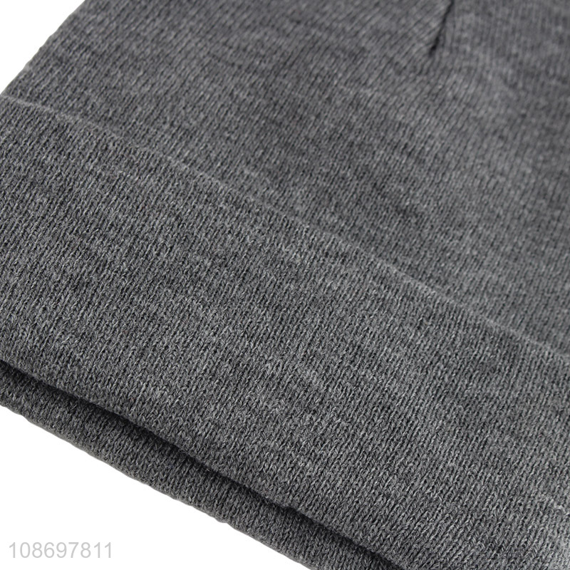 China factory grey fashion winter beanies hat knit hat for outdoor