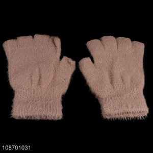 Top selling fashion half-finger winter warm gloves polyester gloves wholesale