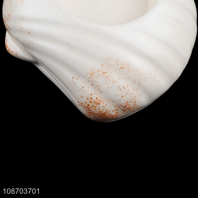 New product ceramic seashell candle holder ocean style ceramic candlestick