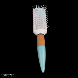 Online wholesale wooden handle rib comb massage detangling hair brush