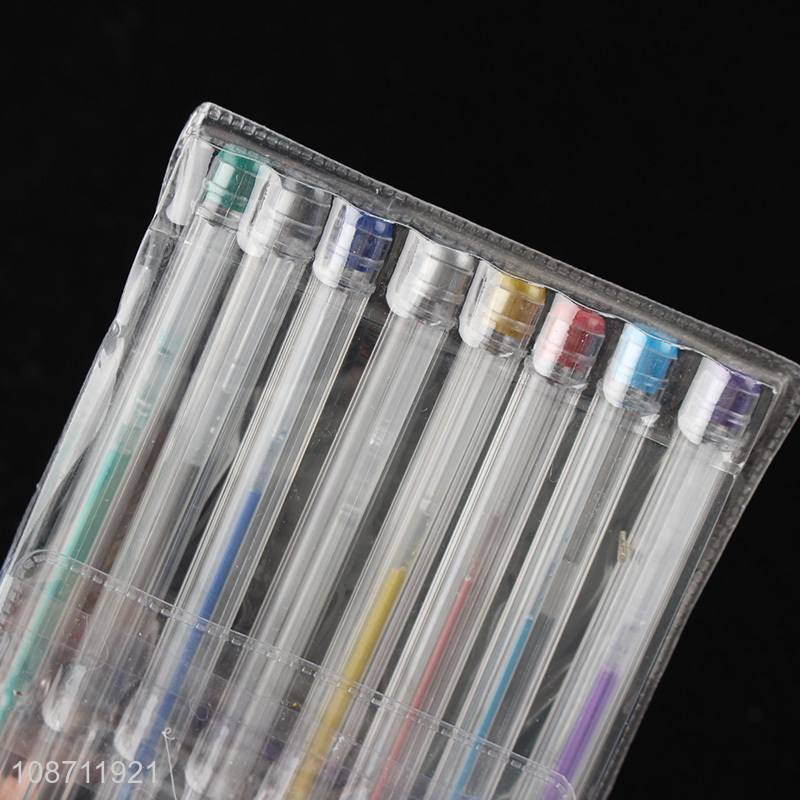 New product 8pcs metallic ink gel pens for student writing & drawing