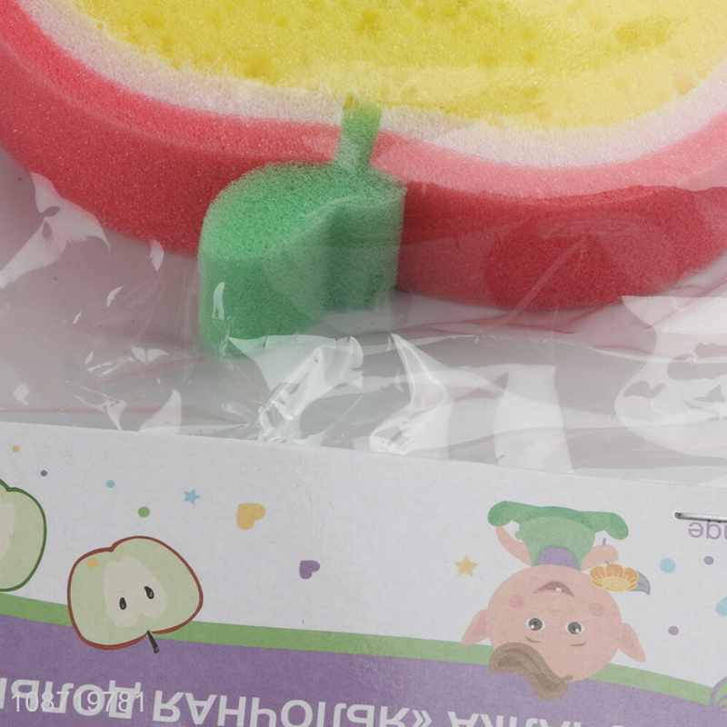 Latest design fruit shape soft baby bath scrub sponge for bath supplies