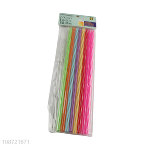 Hot selling rainbow color reusable plastic straws for wedding & baby shower