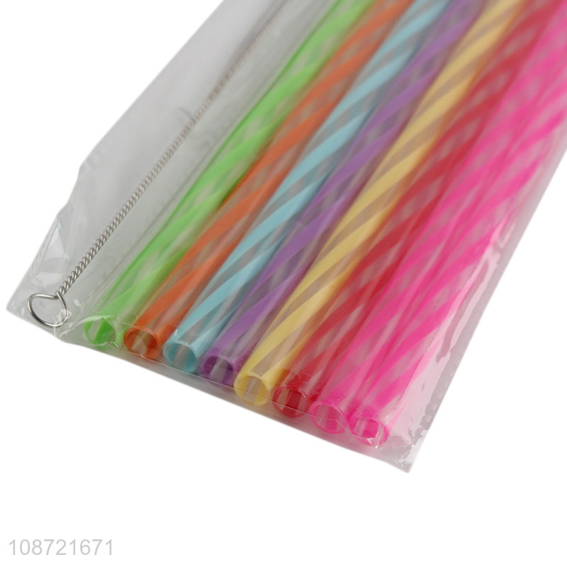 Hot selling rainbow color reusable plastic straws for wedding & baby shower