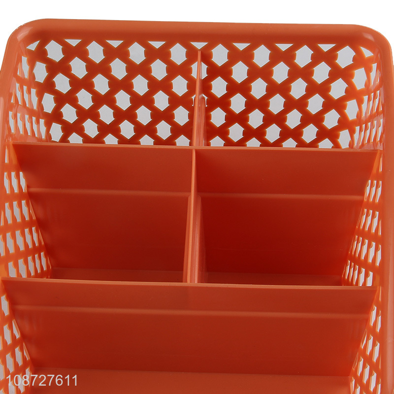 China supplier plastic desktop organizer hollow storage basket for office