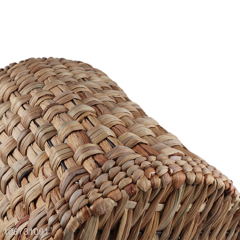 Wholesale multi-function round water hyacinth storage basket for sundries toys