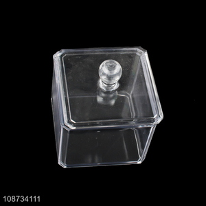 Best selling square clear cotton swab pad container plastic storage box