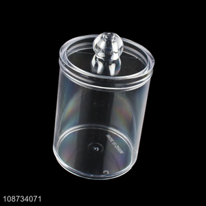 China wholesale round clear cotton swab storage box with lid